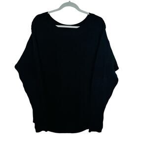 Offline By Aerie Ribbed Long Sleeve Drop Shoulder Shirt Sweater Black Size Small